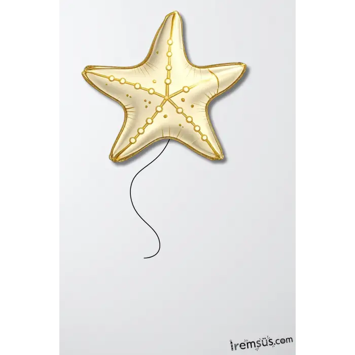 Retro Krem Denız Yıldızı Figür Folyo Helyum Balon 73 cm Deniz Canlıları Konsept Süsleme