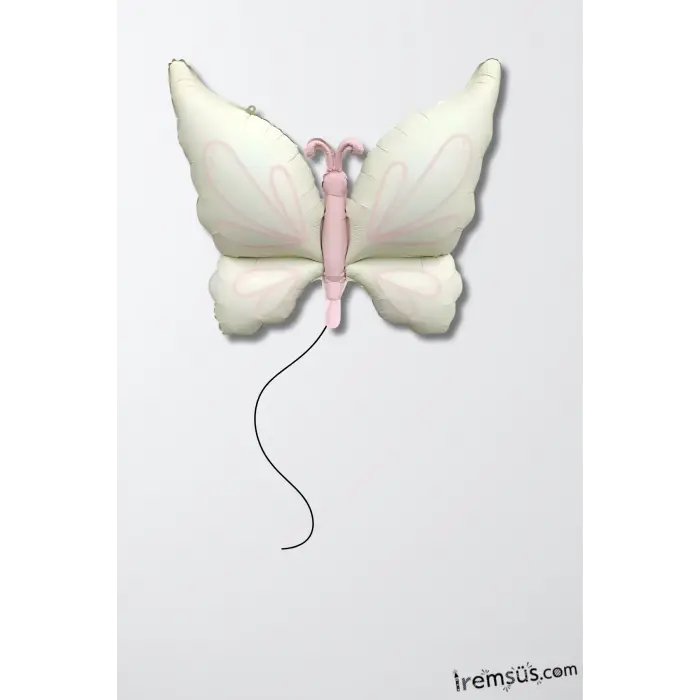 Satin Krem Renk Kelebek Figür Folyo Helyum Balon 94 cm Hayvanlar Konsept Folyo Balon Süsleme