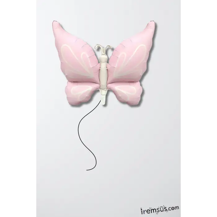 Retro Pembe Satin Renk Kelebek Figür Folyo Helyum Balon 94 cm Hayvanlar Konsept Folyo Balon Süsleme