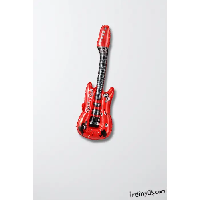 Kırmızı Renk Gitar Şekilli Folyo Balon 82 cm Cm Gitar Folyo Balon Müzik Konsept