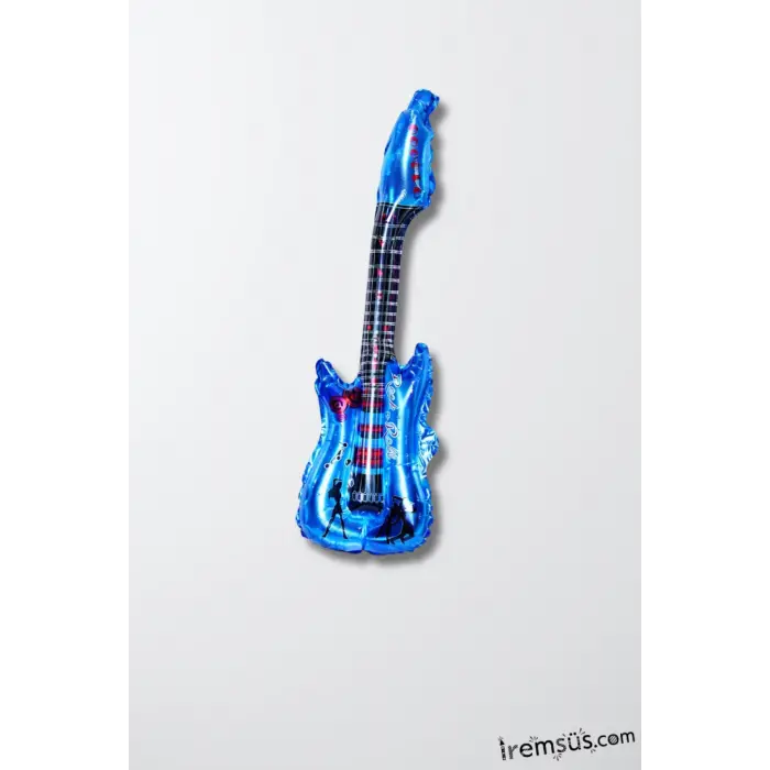 Mavi Renk Gitar Şekilli Folyo Balon 82 cm Cm Gitar Folyo Balon Müzik Konsept