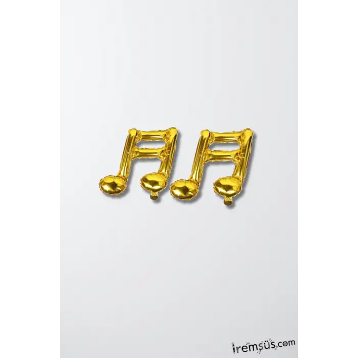 Gold Renk Nota Şekilli İkili Folyo Balon 45 cm Nota Folyo Balon Müzik Konsept