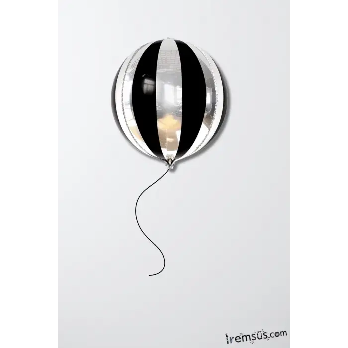 Siyah Gümüş Disko Topu Şekilli Folyo Balon 22 1 Adet Işıltılı Parti Balonu Disko Konsept