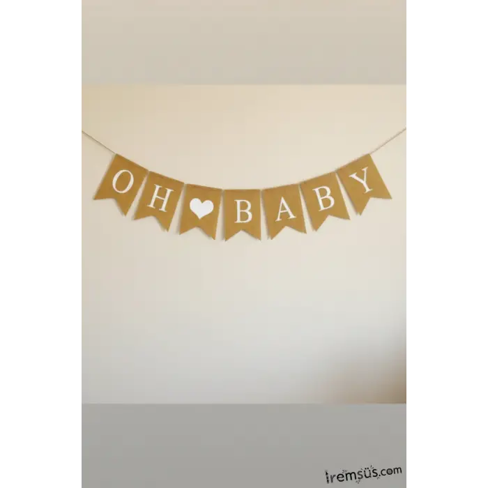 Oh Baby Yazılı Hasır Kumaş Banner Yazı Bebek Konsept Süsleme Yazı