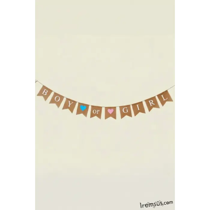 Boy Or Girl Yazılı Hasır Kumaş Banner Cinsiyet Partisi Konsept Süsleme Yazı