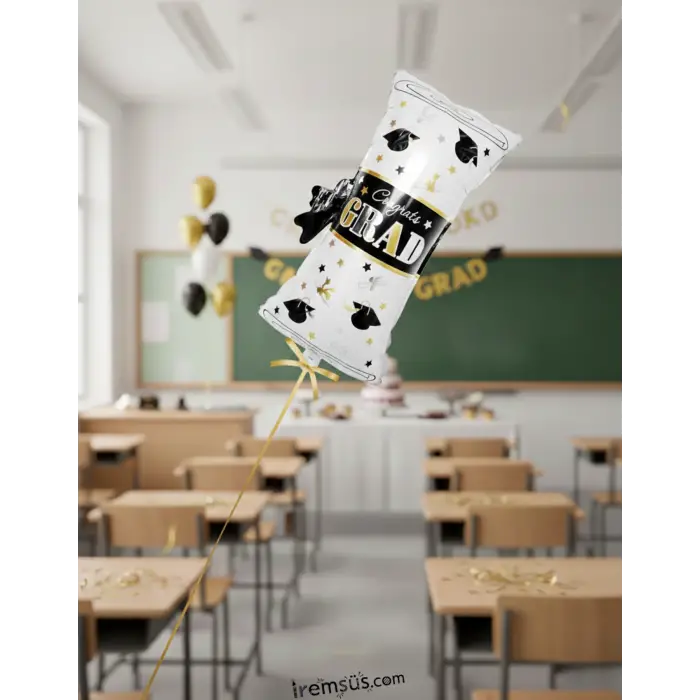 Grad Yazılı Diploma Figür Folyo Helyum Balon 30 Mezuniyet Balon Süslemesi Stok Kodu: diplo