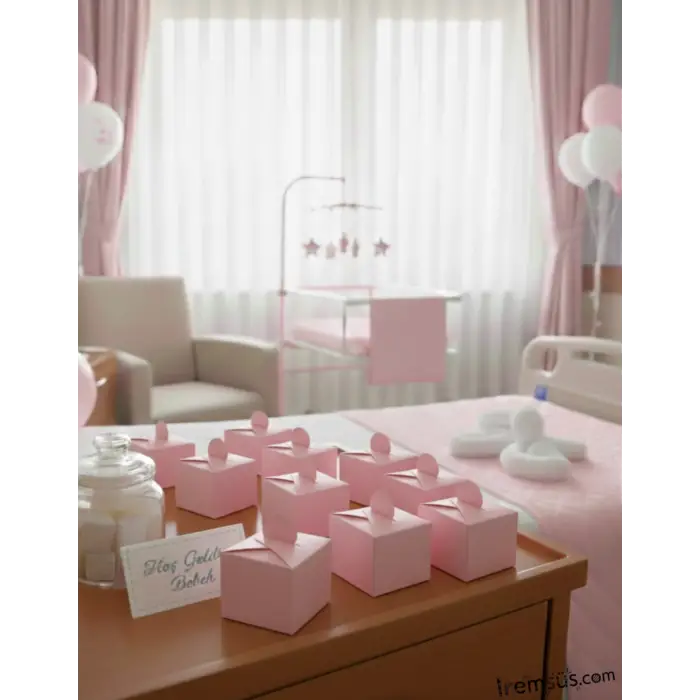 Pembe Renk Kare Dağıtmalık Lokumluk Karton Kutu 25li Lokum Dağıtmalık kutu