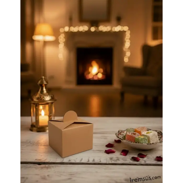 Kraft Renk Düz Lokumluk Karton Kutu Dağıtmalık 25li