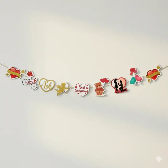 Seni Seviyorum Özel Kesim Dekoratif Banner 170 cm Sevgili Sürpriz Süsleme