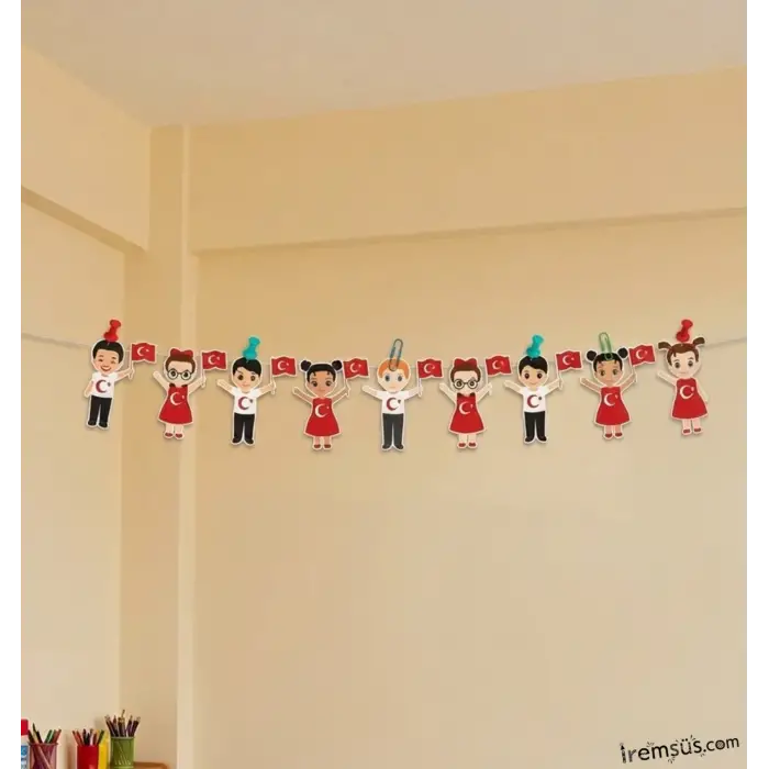 23 Nisan Çocuklu Dekoratif Banner Süsleme 165 cm Milli Bayram Süsleme