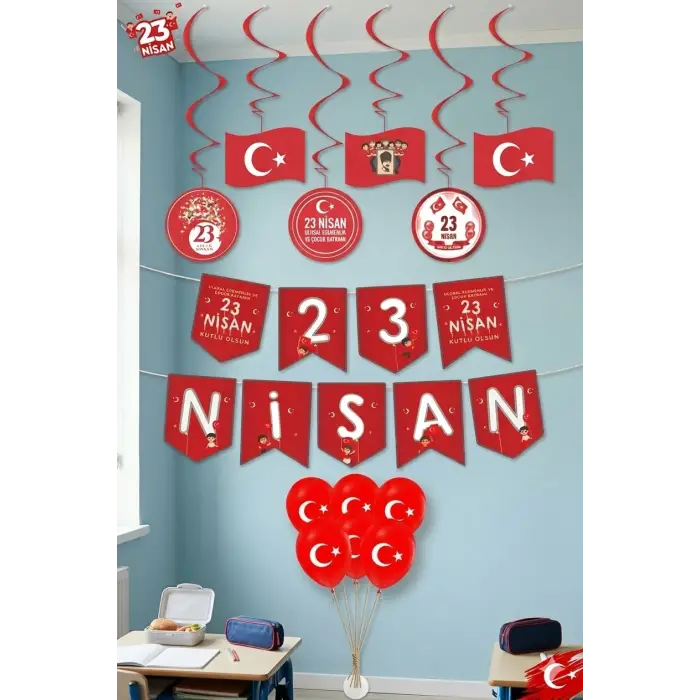 23 Nisan Çocuk Bayramı Balonlu Süsleme Seti 23 Nisan Bayramı Süslemesi