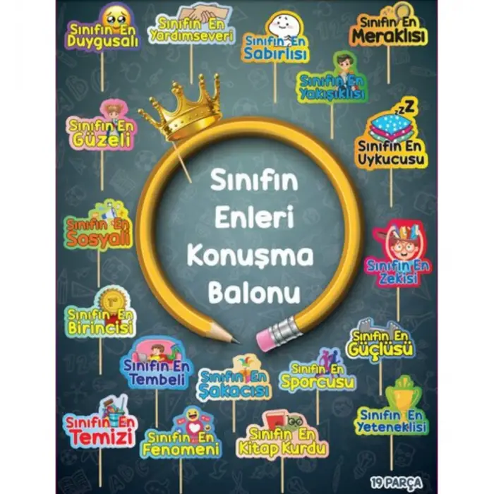 Sınıfın Enleri Mezuniyet Konuşma Balonu 19 lu Mezuniyet Eğlence Kartı