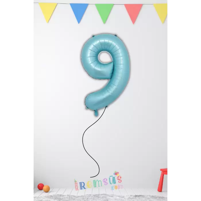 9 Yaş Doğum Günü Mavi Renk Folyo Helyum Balon 34 76 Cm 9 Yaş Folyo Balon