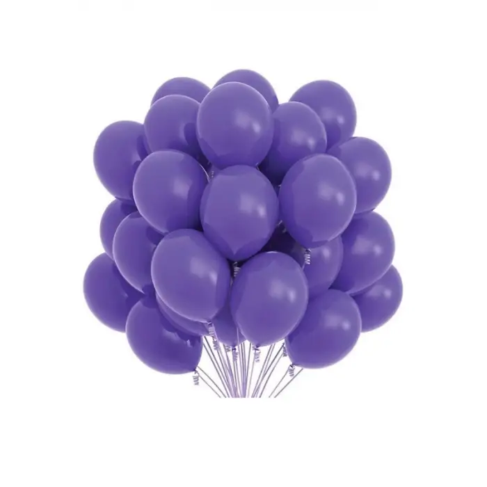 Koyu Lila Renkli Pastel Ton Lateks Balon 10 Adet Açık Mor Konsept Doğum Günü Süsleme Balonu