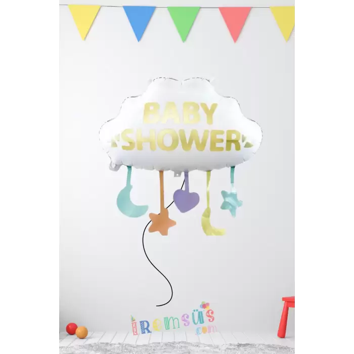 Baby Shower Yazılı Bulut Figür Folyo Helyum Balon 65 Cm Baby Shower Parti Balonu