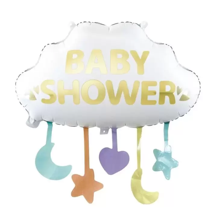 Baby Shower Yazılı Bulut Figür Folyo Helyum Balon 65 Cm Baby Shower Parti Balonu