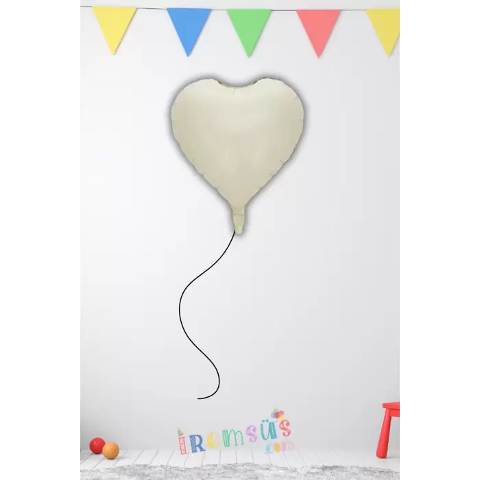 Bej Rengi Konsept Folyo Kalp Balon 18 45 Mat Renk Retro Konsept Balon