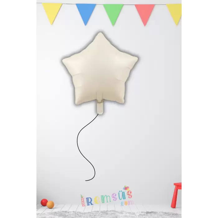 Bej Renk Folyo Yıldız Şekilli Helyum Balon 18 45 cm 1 Adet Retro Kahve Ton Süsleme Balonu