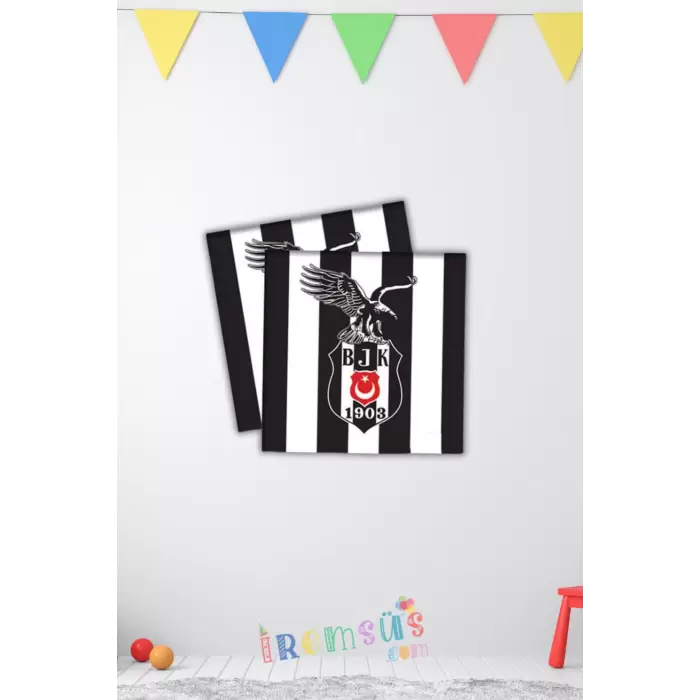 Beşiktaş Takımı Lisanslı Siyah Beyaz Peçete 33X33 (16lı)