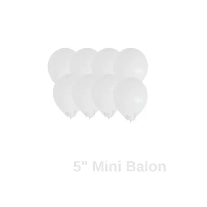 Beyaz Renkli Mini Pastel Ton Lateks Balon 20 Adet 5 Beyaz Konsept Süsleme Balon