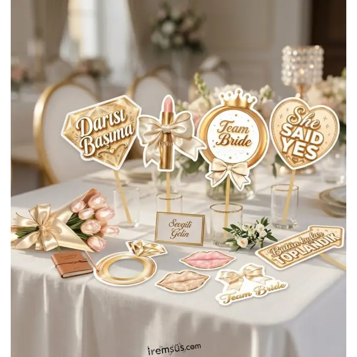 Bride To Be Partisi Konsepti Konuşma Balonu Gold Renk 11 Adet Bekarlığa Veda Partisi Süslemesi