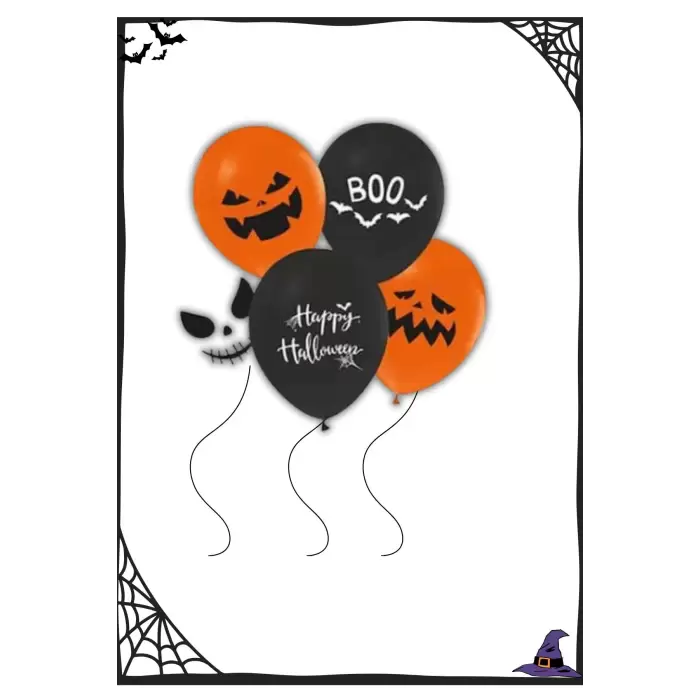 Cadılar Bayramı Happy Halloween Baskılı Süsleme Balonu 10 Adet Cadılar Bayramı Balonu