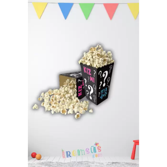 Cinsiyet Belirleme Partisi Konsept Mısır Kutusu 8li Popcorn Cinsiyet Partisi Masa Süsü