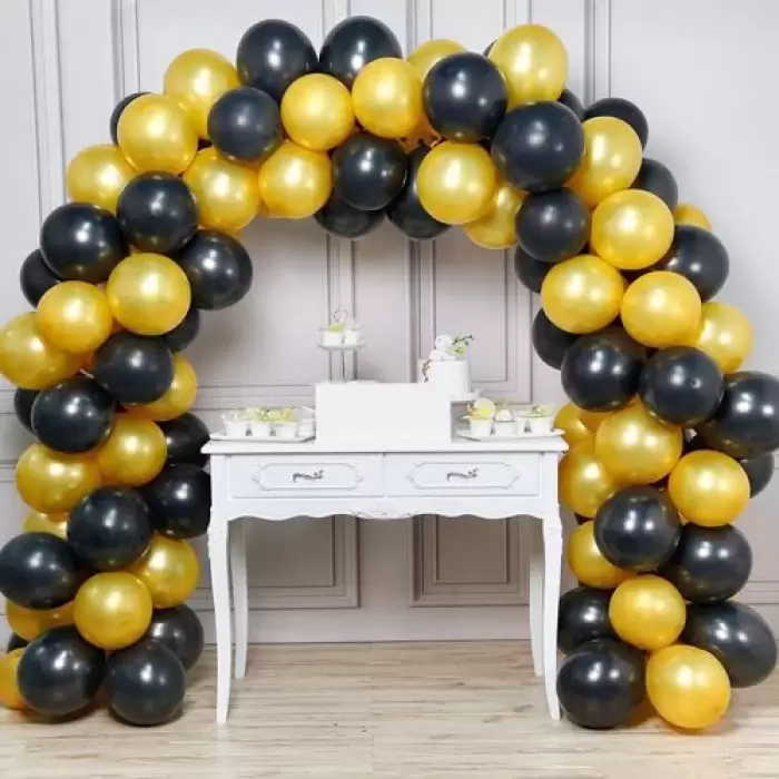 Gold ve Siyah Renk Konsept Balon Zinciri 80 Balon + Balon Zinciri