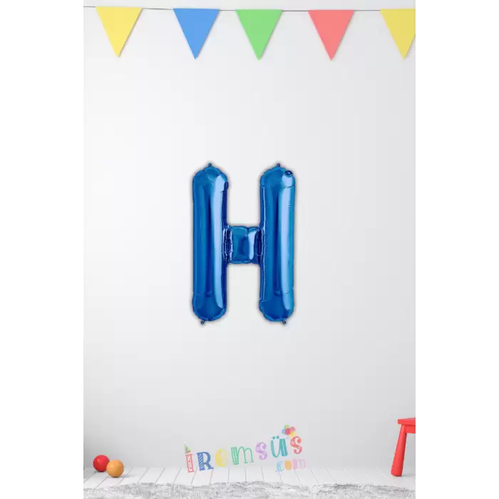 H Harfi Doğum Günü Mavi Renk Folyo Balon 16 36 Cm H Harf Folyo Balon Mavi Konsept