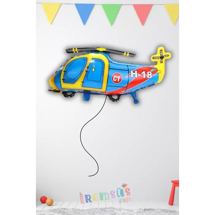 Helikopter Figür Şekilli Folyo Helyum Balon 60*52 Cm Hava Taşıtları Tema Parti Balonu