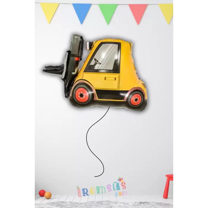 İnşaat Konsept Doğum Günü Partisi Forklift Figür Folyo Helyum Balon İnşaat Tema Balon Süsleme