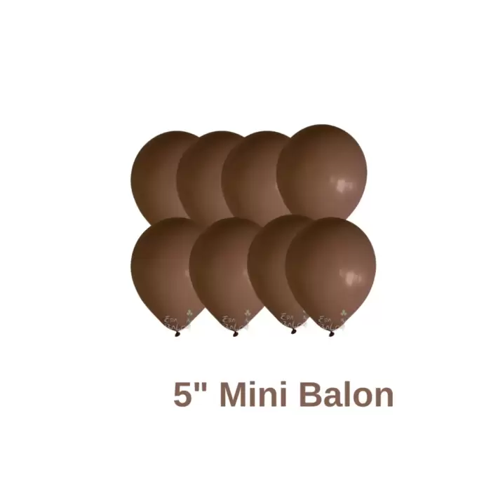 Kahve Rengi Renkli Mini Pastel Ton Lateks Balon 20 Adet 5 Kahve Konsept Doğum Günü Süsleme Balonu