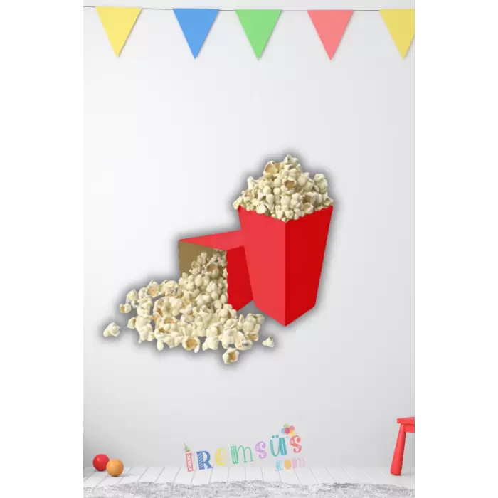 Kırmızı Konsept Renkli Mısır Kutusu Popcorn 8 li Kırmızı Tema Masa Üstü Süslemesi