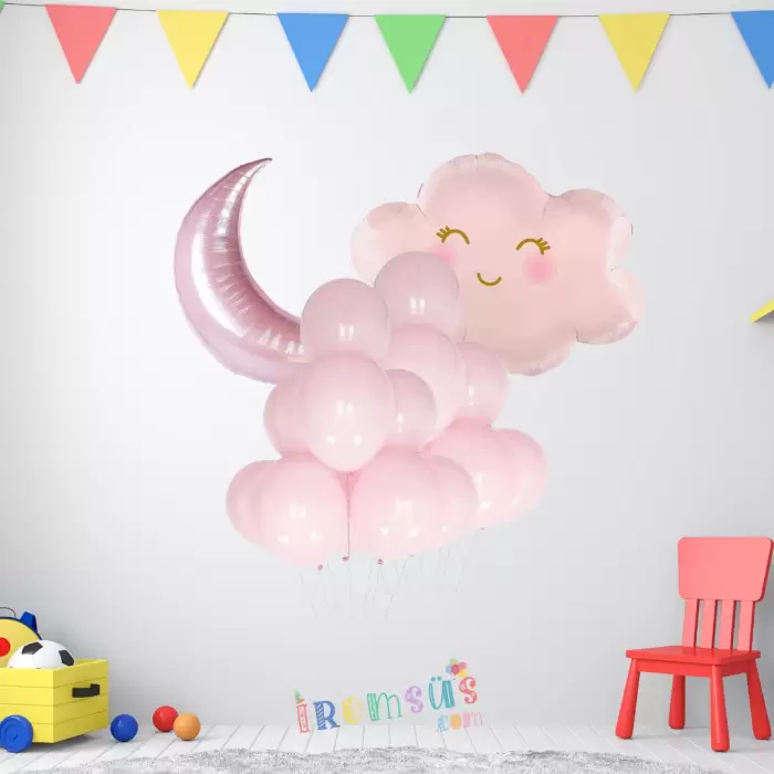 Kız Bebek Yeni Doğum Süsleme Konsepti Pembe Renk Folyo Balon Seti