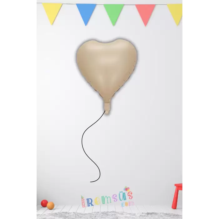 Krem Renk Konsept Folyo Kalp Balon 18 45 Mat Renk Retro Konsept Balon