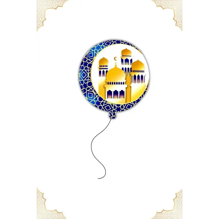 Kubbelı Hilal Folyo Yuvarlak Helyum Balon 18 İslami Kutlama Partisi Süsleme Balonu Ramazan Balonu