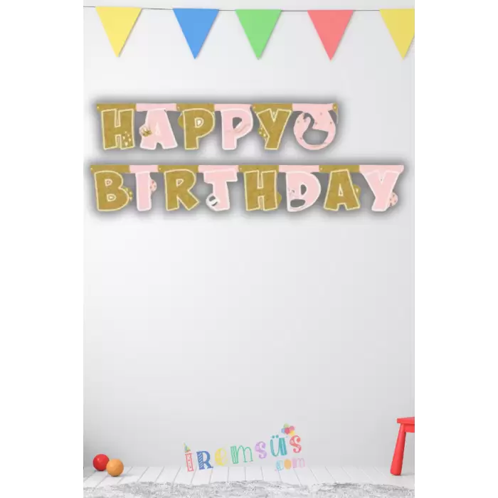 Kuğu Konsept Doğum Günü Partisi Happy Birthday Banner Yazı 210Cm Kuğu Konsept Süsleme