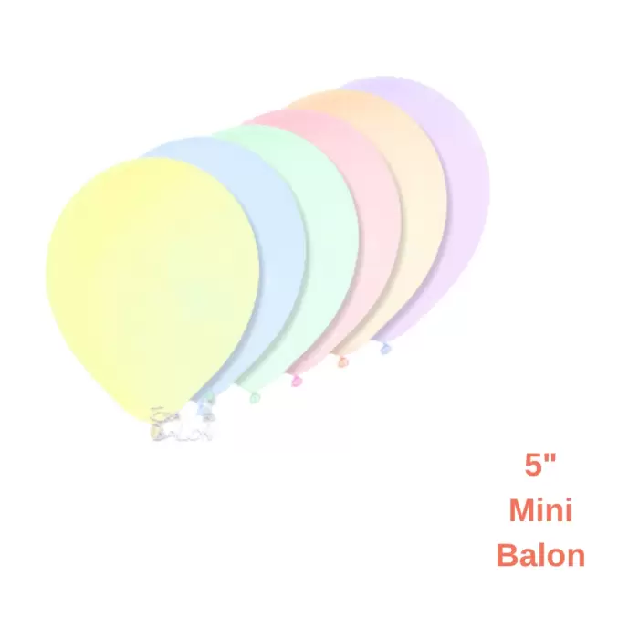 Makaron Karışık Renkli Mini Pastel Ton Lateks Balon 20 Adet 5 Makaron Konsept Süsleme Balon