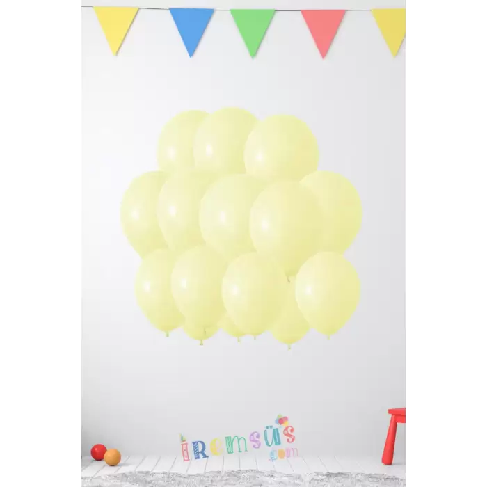 Makaron Sarı Renk Pastel Lateks Balon 10 Adet 12 Vanilya Ton Zincir Balon Süsleme Balonu