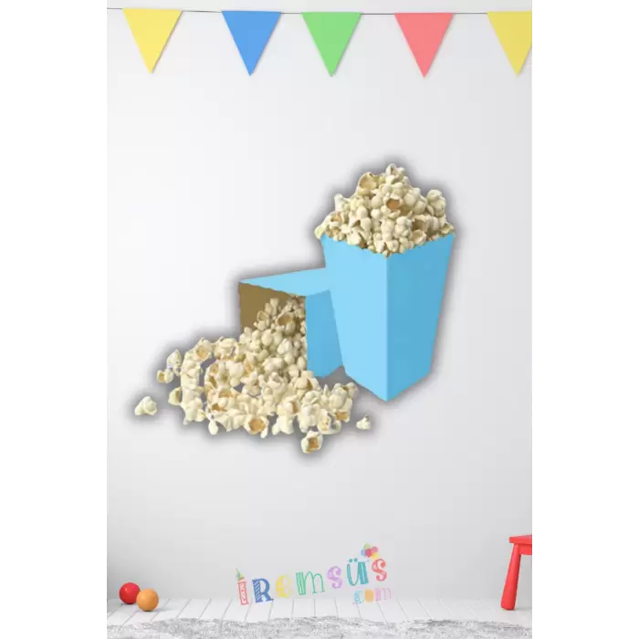 Mavi Konsept Renkli Mısır Kutusu Popcorn 8 li Mavi Tema Masa Üstü Süslemesi