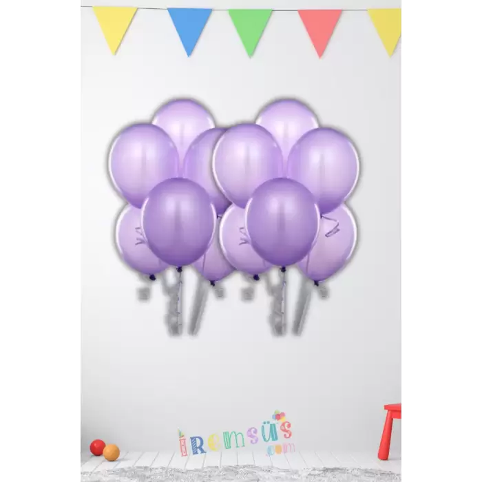 Metalik Lila Renk Latex Balon 10 adet