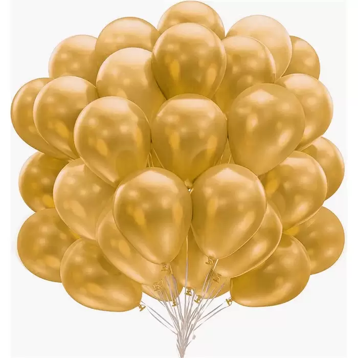 Metalik Ton Gold Renk Lateks Balon 10 Adet Metalik Altın Renk Doğum Günü Süsleme Parlak Latex Balon