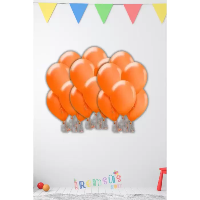 Metalik Ton Turuncu Renk Lateks Balon 10 Adet Metalik Turuncu Renk Doğum Günü Süsleme Parlak Balon