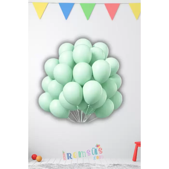 Mint Yeşili Renkli Pastel Lateks Balon 10 Adet 12 Yeşil Renk Balon Süsleme Balonu