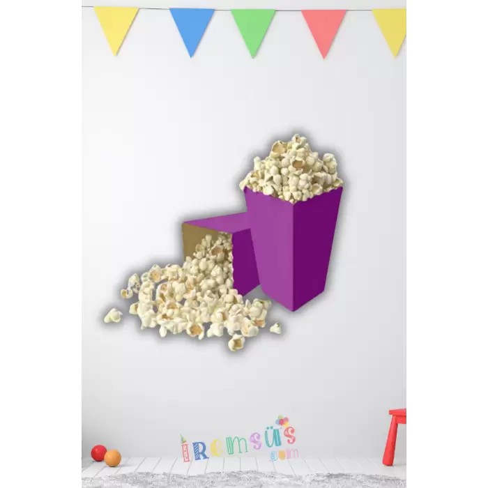 Mor Konsept Renkli Mısır Kutusu Popcorn 8 li Mor Tema Masa Üstü Süslemesi