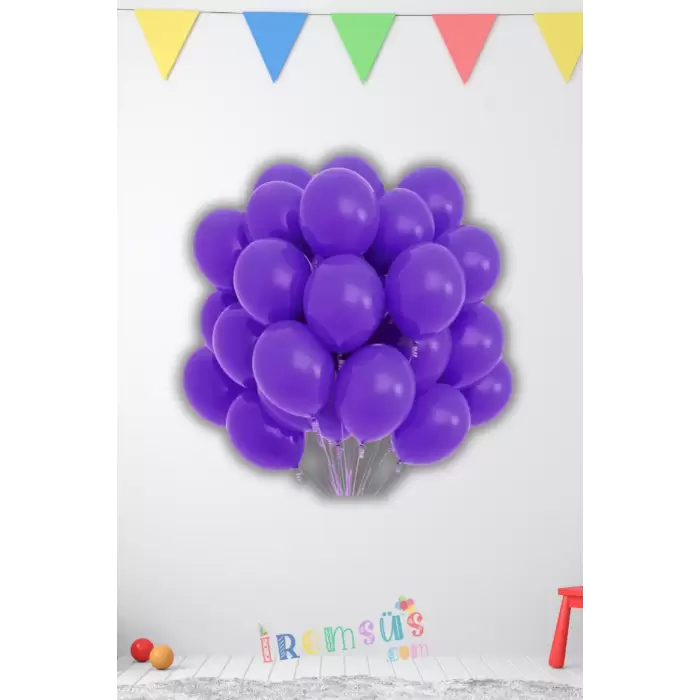 Mor Renkli Pastel Ton Lateks Balon 10 Adet Mor Konsept Doğum Günü Süsleme Balonu