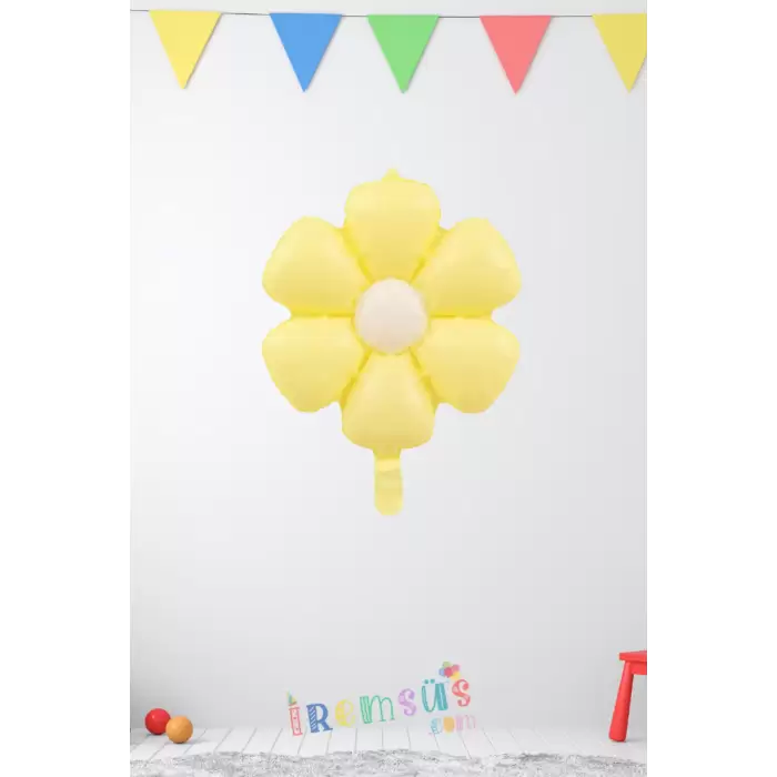 Papatya Figür Folyo Balon Makaron Sarı Renk 70 cm Papatya Konsept Süsleme Balon Papatya Şekil Balon