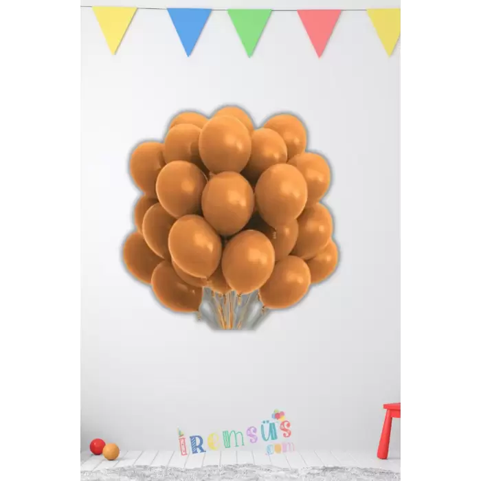 Pastel Ton Karamel Renk Lateks Balon 10 Adet Karamel Renk Doğum Günü Süsleme Balonu