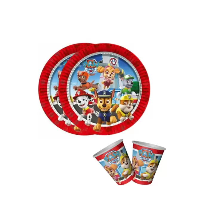 Paw Patrol Tema Doğum Günü Partisi Karton Tabak Bardak 8 Lı Paw Patrol Baskı Süsleme