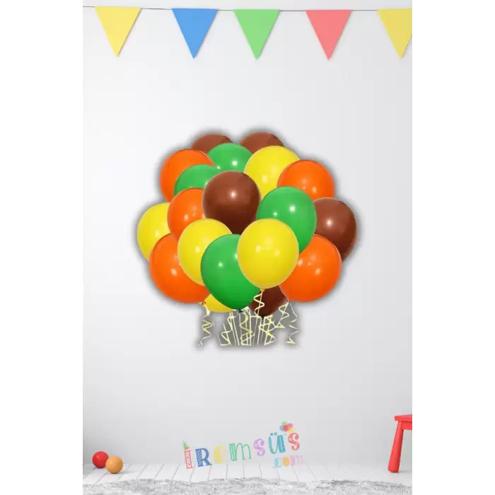 Safari Konsept Doğum Günü Partisi Pastel Tonlu Süsleme Balon 20 Adet Safari Tema Süslemesi